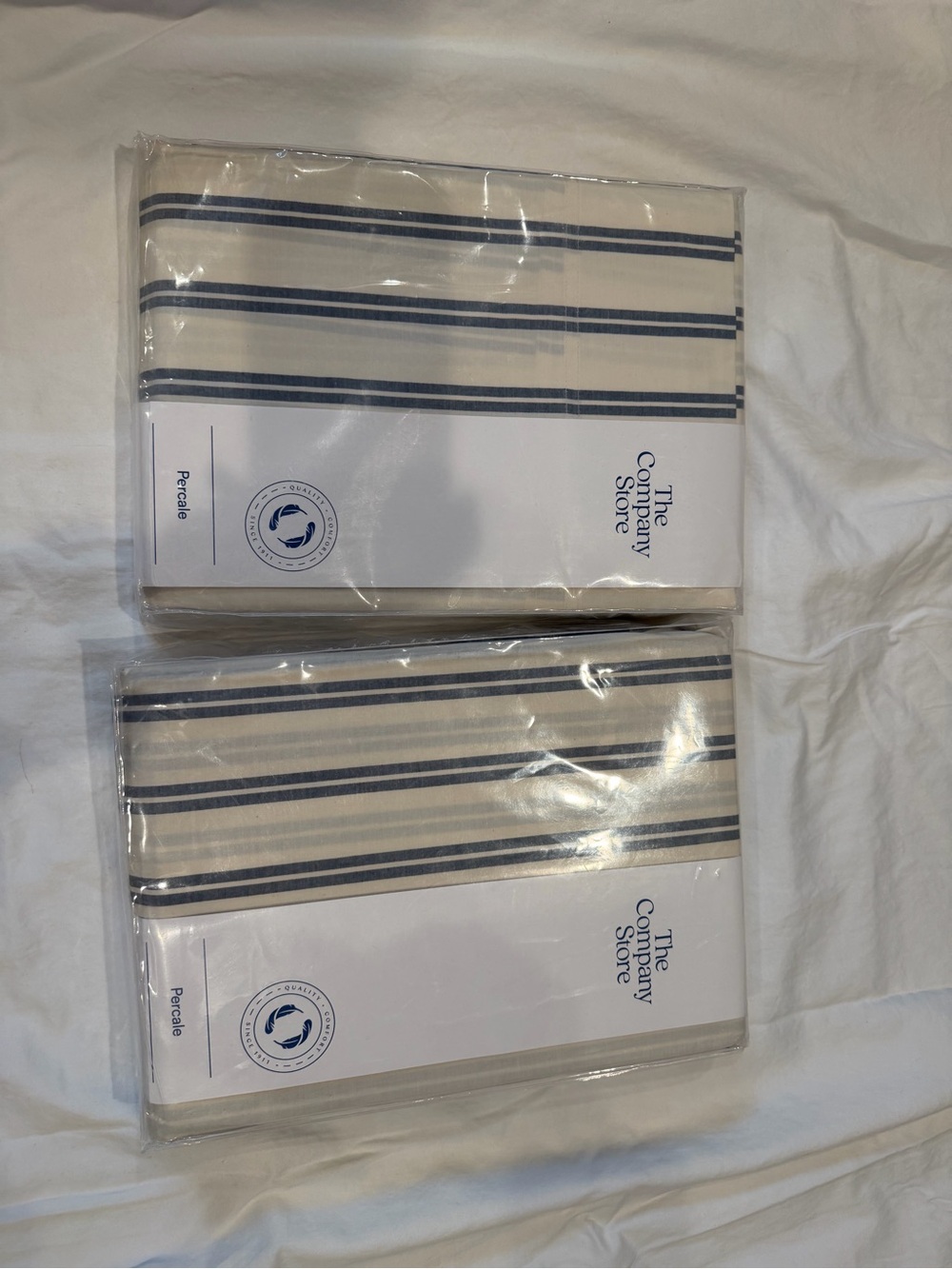 The Company Store Navy and White Striped Percale Pillowcases - Set of 2